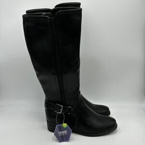 NWD Croft & Barrow Karaa Black Wide Calf Knee-High Boots Leather Womens Size 6